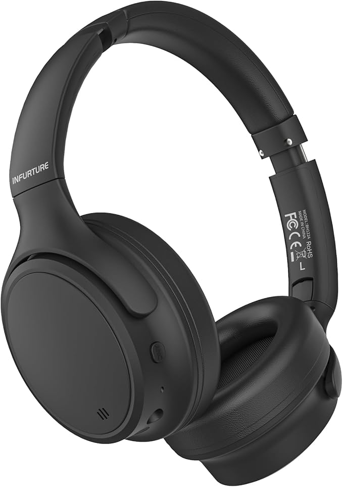INFURTURE H1 Plus Active Noise Cancelling Headphones with EQ Mode, Bluetooth5.4 & 3.5mm Jack,Wireless Over Ear Bluetooth Headphones, Deep Bass Headset, Low Latency, Memory Foam Ear Cups,90H Playtime