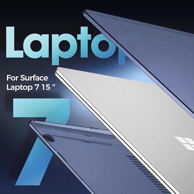 ProCase Protective Case for 15 Inch Microsoft Surface Laptop 7 2024 Release, Hard Shell Transparent Cover with Durable and Lightweight Design -Navyblue