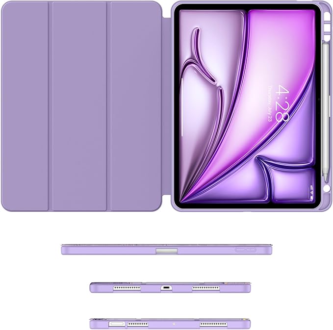 Soke Case for New iPad Air 11 Inch (M4/M3/M2, 2026-2024), iPad Air 5th/4th Generation 10.9 Inch (2020-2022) with Pencil Holder, Soft TPU Back Cover & Auto Sleep/Wake, Lilac Marble