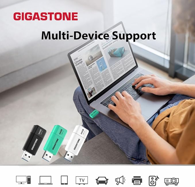 GIGASTONE 512GB Flash Drive, Z60 USB 3.0, 120MB/s Ultra Fast, Retractable Capless Slider Design, Data Storage, Backup for PC/Mac/TV/Car Audio, USB 2.0/3.0/3.1 Compatible