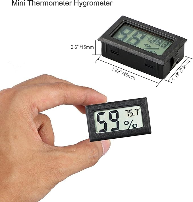 4-Pack Mini Digital Temperature Humidity Meters Gauge Indoor Thermometer Hygrometer LCD Display Fahrenheit (℉) for Reptile Tank,Jars,Guitar Case,Greenhouse, Garden, Cellar, Fridge, Closet