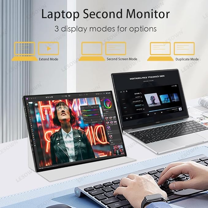 3840x2400 UHD 4K Portable Monitor 16 inch USB C HDMI Touch 400Nits High Brightness Ultra Wide Display with Speakers External Monitor for Laptop PC Phone Mac (4K No Touch)