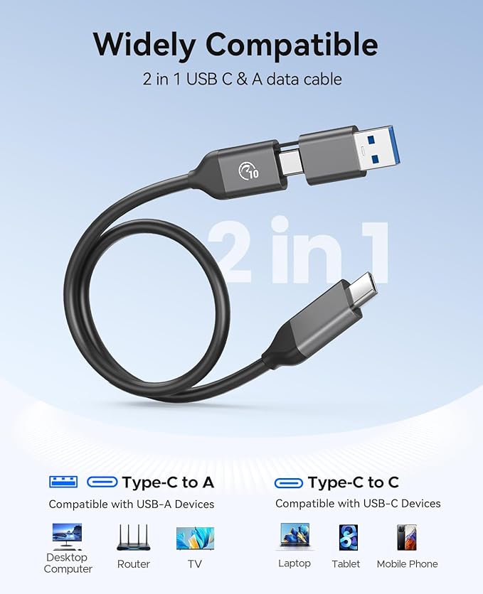 ORICO Portable SSD 480GB with 2 in 1 USB C Cable, External Solid State Drives, Up to 460MB/s, Status Indicator, Reliable Storage for USB-C Smartphone, Tablet, PC - B5PLUS