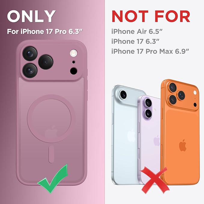 CAPRARO Magnetic for iPhone 17 Pro Case, Upgraded [Full Camera Protection] [Compatible with MagSafe] Protective Translucent Matte Women Girl Phone Case Cover, Black Currant