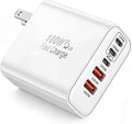 100W GaN USB C Charger Block,5-Port Type C Wall Charger Fast Charging, PD Power Adapter+QC Plug Multiport Type C Box Brick Cube Compatible with Apple iPhone 17 Air 16 15 14 13 12 Pro Max,MacBook,iPad