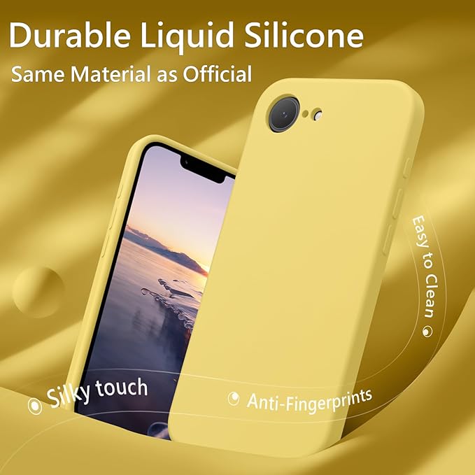 FireNova Magnetic for iPhone 17e Case/iPhone 16e Case, Compatible with MagSafe, [Silicone Camera Protection] Microfiber Lining Phone Case, 6.1", Yellow