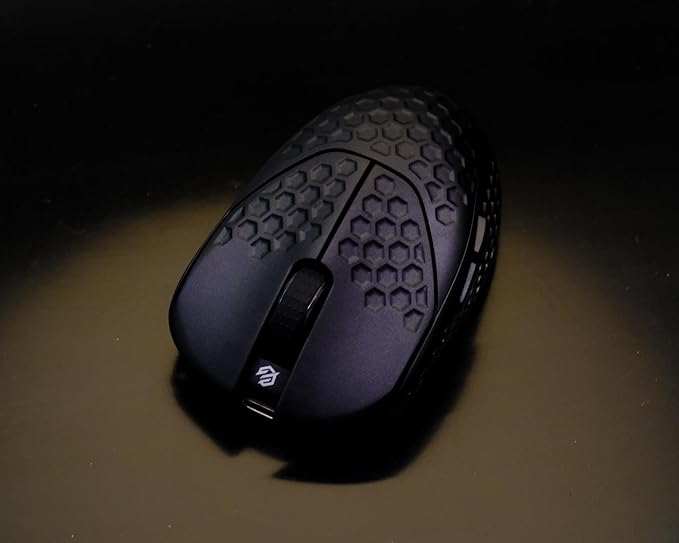 GWolves HTR Lightweight Wireless Fingertip Grip Gaming Mouse,~28Gram,8K-Report,Low Latency,PAW3395 26,000CPI,Nrf52840 CPU,6 Programmable Btns,On-Board Memory,PC/Mac and Laptop(No-Honeycomb, Black)