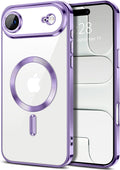 Hython Magnetic Clear for iPhone Air Case with Camera Lens Protector [Compatible with MagSafe] Luxury Plating Edge Slim Soft TPU Cover Protective Phone Case for iPhone Air 6.5", Light Purple