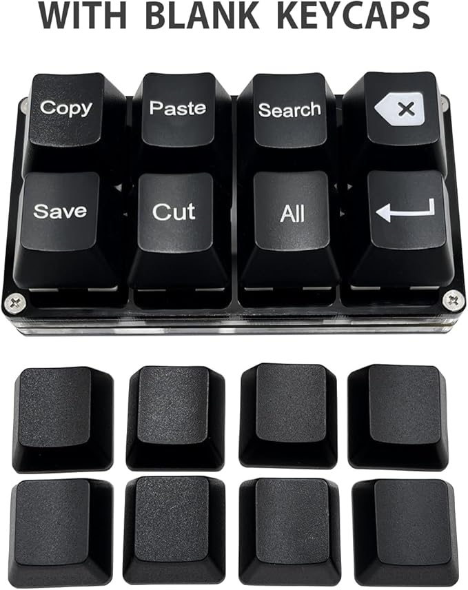 BTXETUEL Copy Paste Search Backspace Save Cut All Enter 8-Key Keyboard SayoDevice One Handed OSU Keypad Programmable Mechanical Shortcut Macro Keyboard for Working and Gaming (Black)