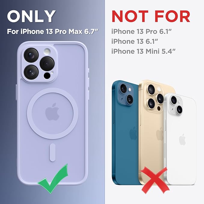 CAPRARO CAPRRO Magnetic for iPhone 13 Pro Max Case, [Compatible with MagSafe] [Full Camera Protection] Shockproof Protective Slim Translucent Matte Phone Case for iPhone 13 Pro Max 6.7'', Lilac