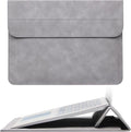 Megoo 15" Slim Laptop Sleeve PU Case with Stand for MacBook Air 15.3"/Pro 16.2", Samsung Galaxy Book 15.6", Microsoft Surface Laptop 7/6/5/Book 15.6", Carry Case for 15" 16" Chromebook Notebook(Gray)