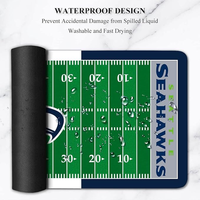 Large Gaming Mouse Pad, Mousepad with Non-Slip Rubber Base for Laptop Computer Desktop Keyboard,Football Fans Boy Husband Gift Blue Design Mat