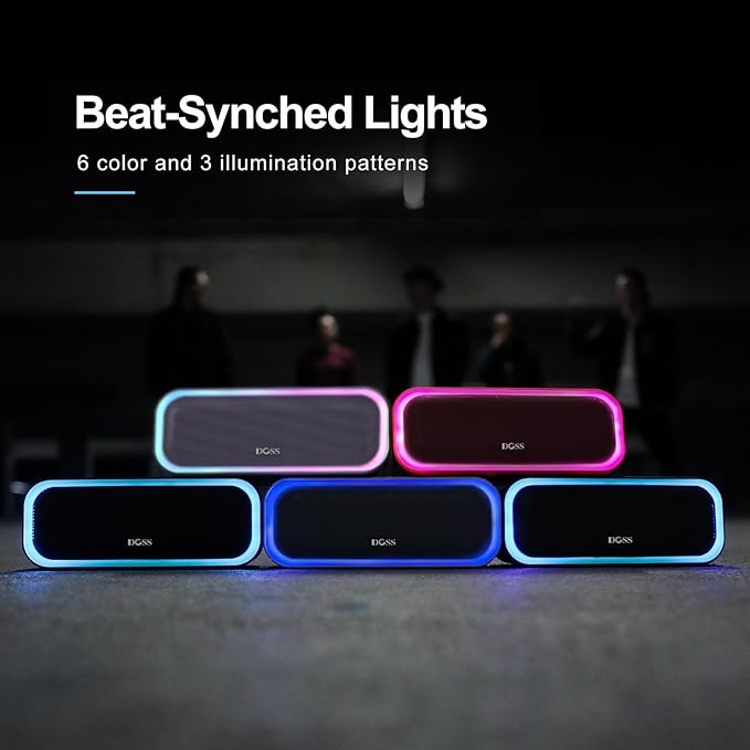 DOSS SoundBox Pro Bluetooth Speaker, 20W Stereo Sound, Active Extra Bass, 20H Playtime, Multi-Colors Lights, Wireless Stereo Pairing, IPX6 Waterproof for Garden, Hiking, Camping, Beach, Party-Purple