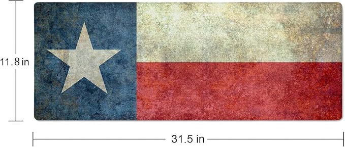 Texas Grunge Flag Gaming Mouse Pad XL Extended Large Desk Mat Big Mousepad Non-Slip Rubber Base Stitched Edge Long Desk Pad for Desktop PC Computer Gamer,31.5×11.8 Inch