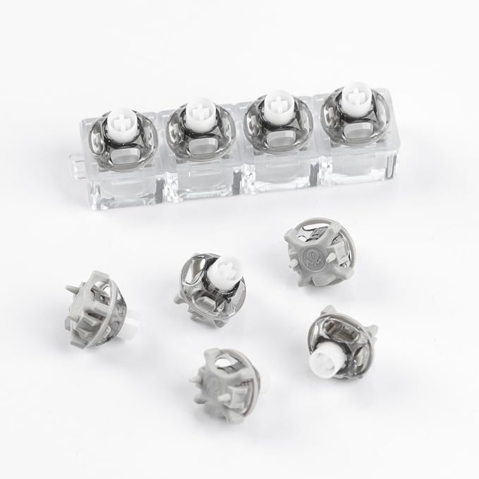 YMDK UFO-Style Hall Effect Magnetic Silver Mist Linear Switch 40gf, Hot Swappable, Deep Clacky Sound, RGB Compatible Keyboard Switch for Custom Mechanical Keyboards