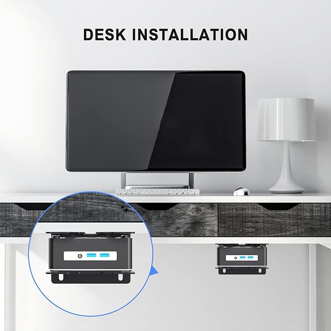 suptek Thin Client Mount Bracket Adjustable Mini PC Mount Bracket,CPU VESA Under Desk and Monitor Arm Computer Holder, Black, ZJJ002