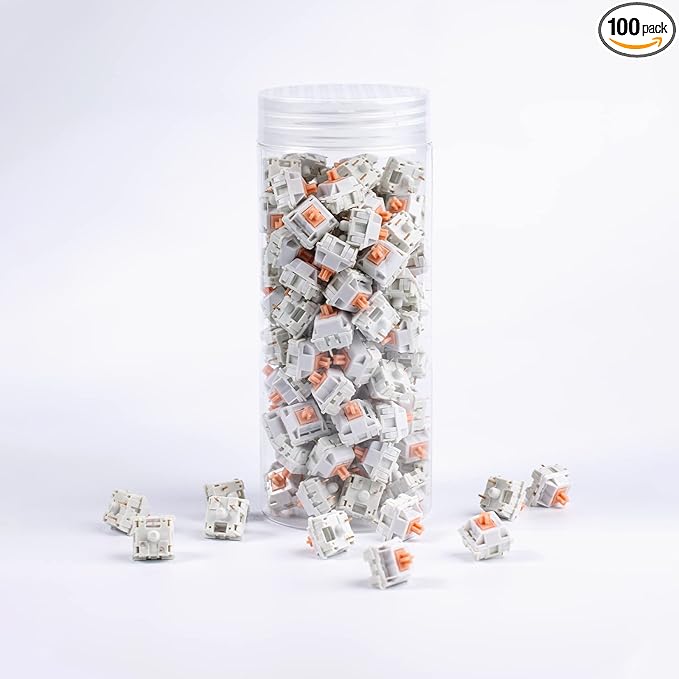 Holy Panda Mechanical Keyboard Switch, 3Pin Pre Lubed, 67g Extended Spring, Enhance Tactile Plate Mounted MX Switch(100 Pack)