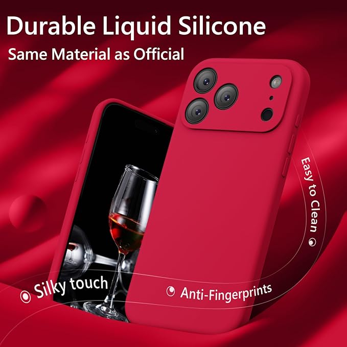 FireNova Magnetic for iPhone 17 Pro Case, Compatible with MagSafe, [Integrated Silicone Camera Control Button] [Camera Protection] Anti-Scratch Microfiber Lining Phone Case, 6.3", Deep Red