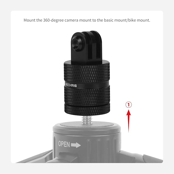 Aluminum Camera Mount,360 Degree Rotation 1/4 inch 20 Tripod Mount Adapter Compatible with GoPro,AKASO,Insta360,DJI Action 5 Pro & More Action Cameras