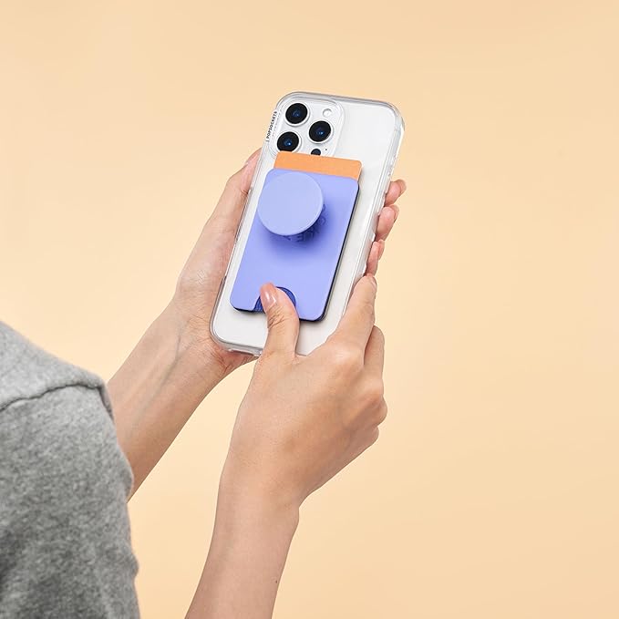 PopSockets Phone Wallet for MagSafe, Phone Card Holder with Grip, Purple - Deep Periwinkle