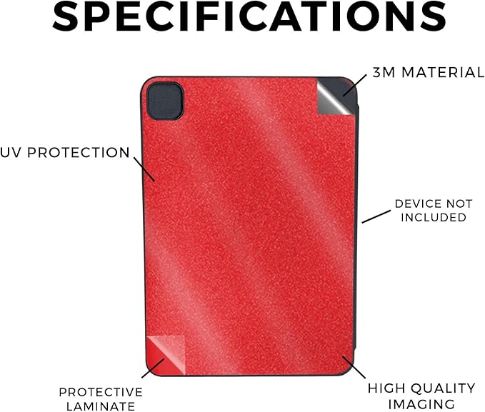 Glossy Glitter Skin Compatible with Apple Smart Folio for iPad Pro 11-inch (M4/M5) 2025 - Solid Red - Premium 3M Vinyl Protective Wrap Decal Cover | Crafted in The USA by MightySkins