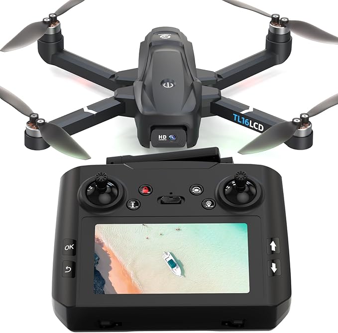 Drones with Camera for Adults 4K, GPS Drone with 4.5” LCD Screen Controller Follow Me Auto Return 5G Long Range Transmission Foldable FPV Drone for Beginners Under 249g