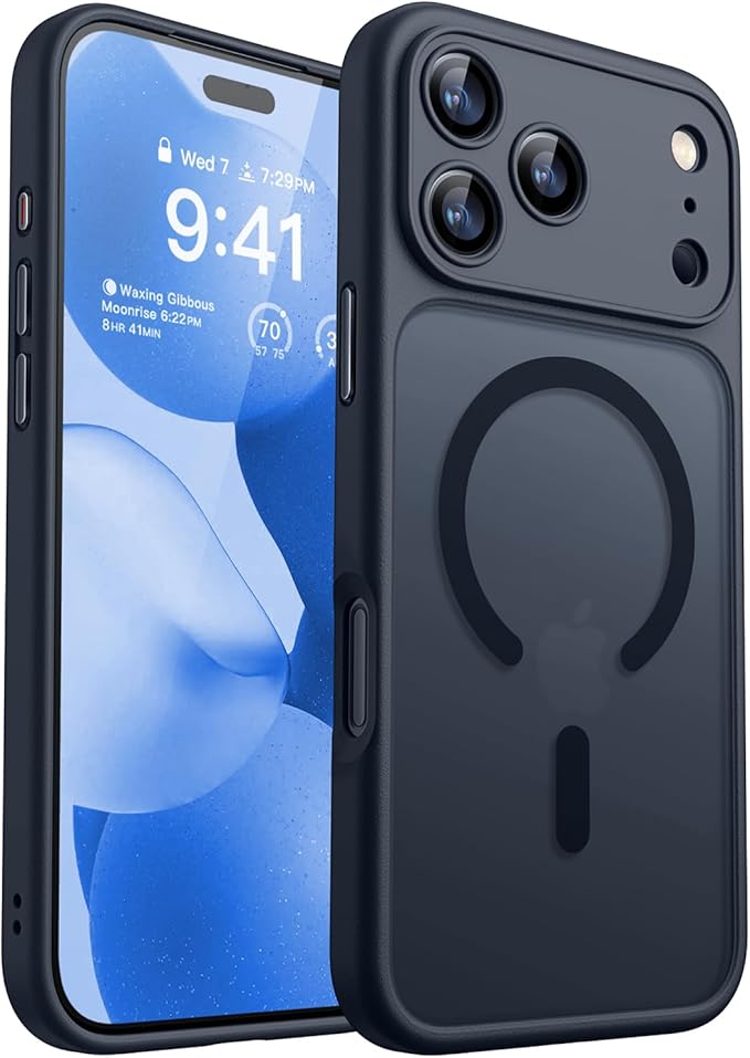 CANSHN Magnetic Compatible with iPhone 17 Pro Max Case, Upgraded [Full Camera Protection] [Compatible with Magsafe] [Translucent Matte] Shockproof Protective Phone Cover 6.9 Inch - Black