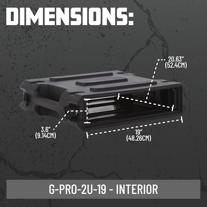 Gator Cases Pro Series 2U Rack Case with Standard 19" Depth, Roto Molded Made in USA (G-PRO-2U-19)