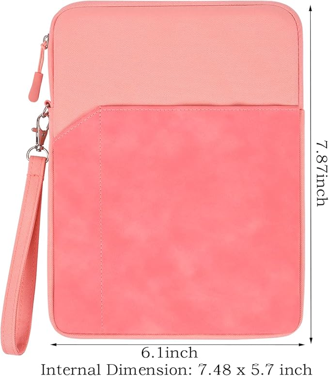 CAAORDKSO 6-7 Inch Sleeve Case for All-New Kindle Paperwhite 7"/Amazon Kindle Paperwhite 6.8", Fire 7 Tablet, 6-inch Kindle, eBook, Protective Sleeve Cover Pouch Bag Carrying Case with Pocket, Pink