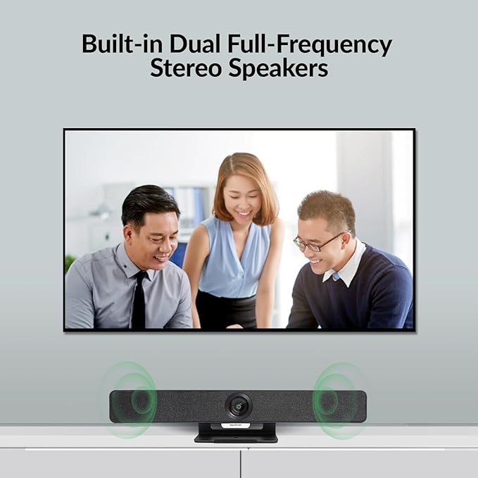 4K Conference Room Camera System with AI Auto Framing, Speaker & Presenter Tracking, Magnetic Privacy Cover, 120° Wide Angle, 5X Zoom, 4-Mic Array & Dual Speakers, USB for Teams, Zoom, Google Meet