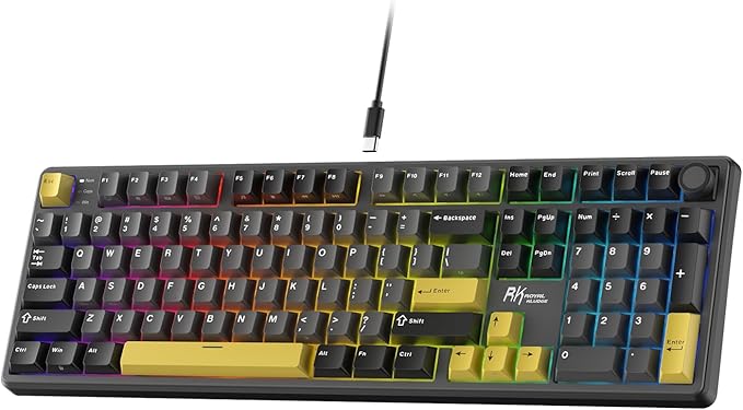 RK ROYAL KLUDGE X104 Full Size Mechanical Keyboard, Wired Creamy Gaming Keyboard with Number Pad and Knob,104 Keys Computer Keyboard Linear Switch,RGB Backlit,Online Software for Wins/Mac