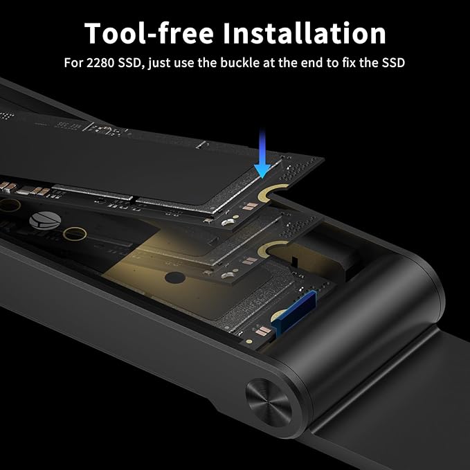 FIDECO M.2 NVMe SSD Enclosure, M.2 NVMe to USB Adapter, USB 3.2 Gen 2 (10Gbps) SSD Reader for M & M+B Key, Sandwich Style Design, Tool-Free Installation, Support UASP and Trim