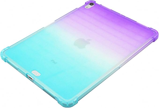 Case for iPad Air 11" M2 (2024) & iPad Pro 11 inch 4th/3rd/2nd/1st Gen (2022/2021/2020/2018) & iPad Air 5th/4th Gen 10.9" (2022/2020) Translucent Frosted Clear TPU Back Cover,Purple & Green