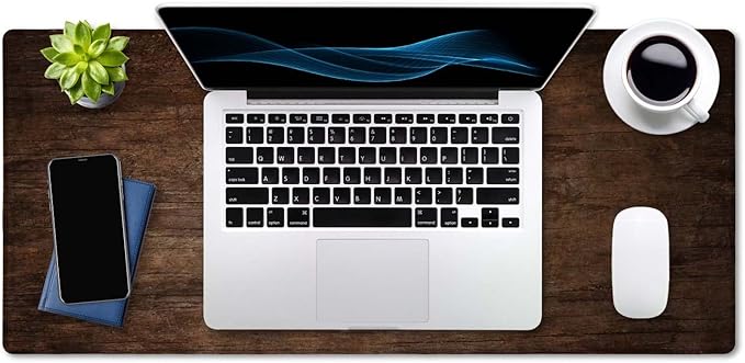SSOIU Extended Gaming Mouse Pad (35.5x15.7 in), Large Non-Slip Rubber Base Mousepad with Stitched Edges, Waterproof Keyboard Mouse Mat Desk Pad for Work, Game, Office, Home - Texture of Bark Wood