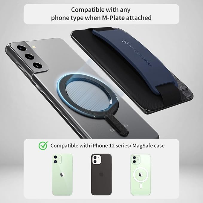 Sinjimoru for 3 in 1 MagSafe Wallet 2600g Magnetic Strength Phone Grip with Stretchy Fabric Secure Flap Anti-Drop Tag Holder for iPhone 16 15 14 13 12 M-BGRIP Clementine
