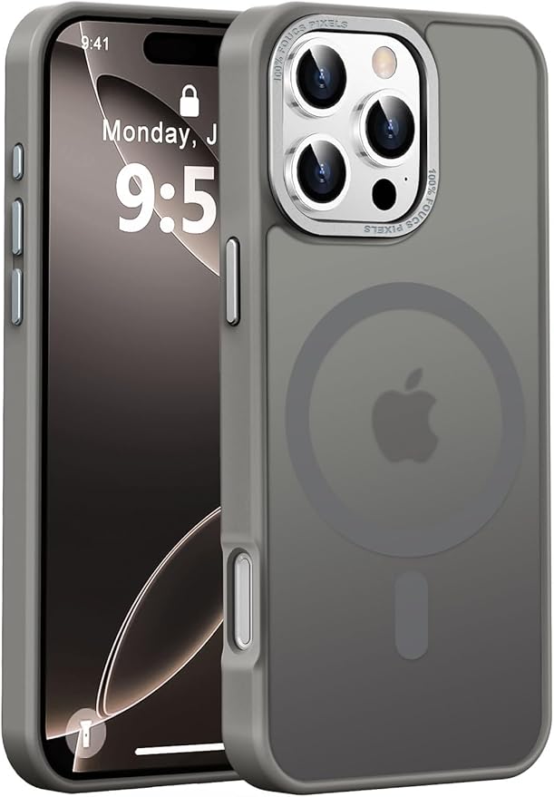 Newfuture Designed for iPhone 16 Pro Case with Magnetic [13 FT Military Drop Protection] [Compatible with Magsafe] Slim Translucent Matte Shockproof with Anti-Fingerprint Phone Case,Titanium Gray