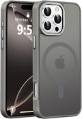 Newfuture Designed for iPhone 16 Pro Case with Magnetic [13 FT Military Drop Protection] [Compatible with Magsafe] Slim Translucent Matte Shockproof with Anti-Fingerprint Phone Case,Titanium Gray