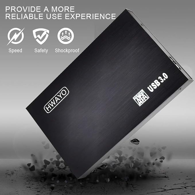 HWAYO 2.5'' 500GB Ultra Slim Portable External Hard Drive USB3.0 HDD Storage Compatible with PC, Desktop, Laptop, Xbox One Console (Black)