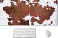 SSOIU Extended Mouse Pad, XXL Gaming Mouse Pads, Large Big Mousepad Laptop Computer Keyboard Mat Desk Pad with Non-Slip Base Stitched Edge for Gaming Office, 35.5 x 15.7 inch, Brown Cowhide Print