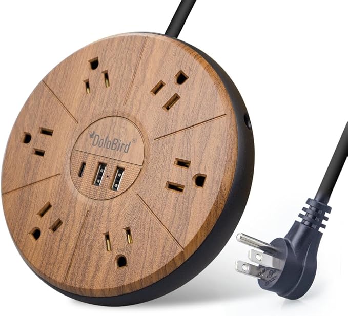 Power Strip Surge Protector 6 AC outlets with USB and USB-C PD 20W Fast Charging 15A 1875W high Power Output Widely Spaced Multi outlets Circuit Breaker Safeguard for Home,Office, Dorm Room