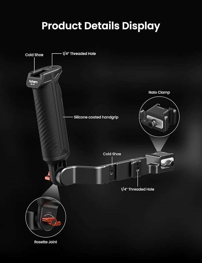 Hohem Sling Handgrip Gimbal Handle for hohem iSteady MT3 Pro/MT3/MT2/M7/M6, Ergonomic Grip, Bi-Directional Twist, Low Angle Shots, BH-01