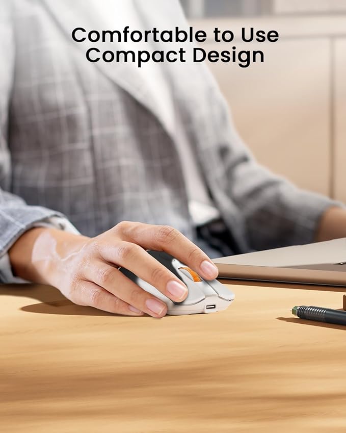 ProtoArc Bluetooth Wireless Mouse, USB C Mouse, EM15 Rechargeable Compact Portable Type C Wireless Mice for Laptop, Tablet, PC, Windows, Mac OS-White