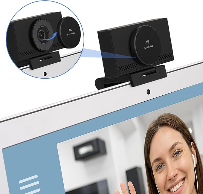 MEGREZ 4K Webcam with Microphone, AutoFocus HD USB C Web Camera with Privacy Cover, Plug & Play Streaming Webcam for Zoom Meetings, Skype, YouTube, Laptop/Desktop/PC