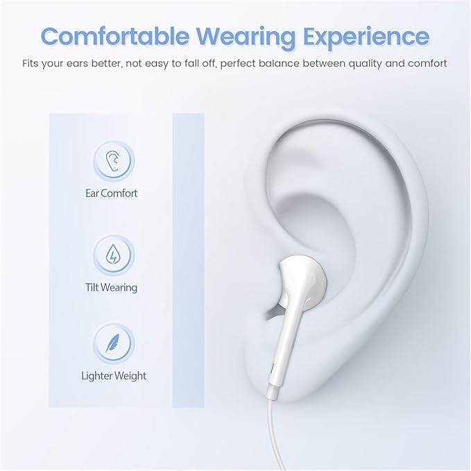 USB C Headphones for iPhone 17 16,2 Pack Type C Wired Earbuds with Microphone & HiFi Stereo Remote Noise Cancelling Earphones for iPhone 17/17 Pro Max/17 Air/ 15/15Pro/16/16 Pro Max,iPad,Galaxy S23
