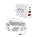 [Apple MFi Certified]40W iPhone 17/16/15 Fast Charger,PD 40W Type C Apple Charger 4 Port Wall Plug with 6FT USB C-C Fast Charging Woven Cord for iPhone 17/17 Pro/16/16e/16 Pro Max/15/iPad Pro/Air/Mini