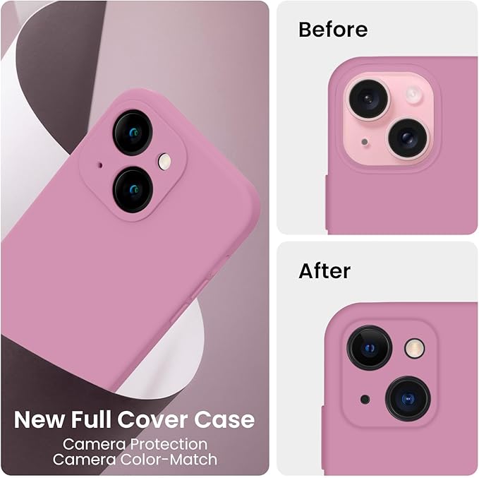 FireNova Designed for iPhone 15 Case, Silicone Upgraded [Camera Protection] Phone Case, Soft Anti-Scratch Microfiber Lining Inside, 6.1 inch, Lilac Purple