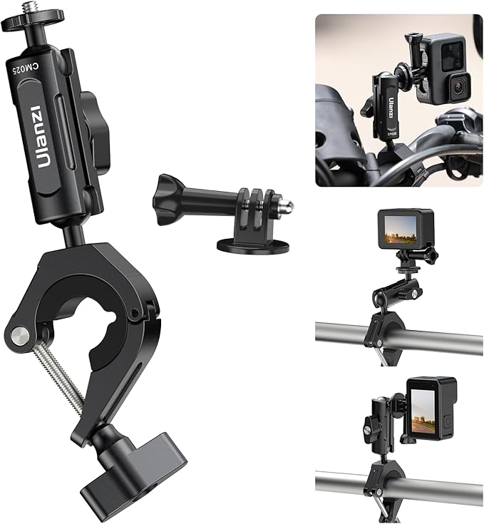 ULANZI Goquick Bicycle Bracket for Action Camera 360°Motorcycle Camera Mount for Bike Holder Handlebar Mount w Adpter for Hero Action Cameras Φ8~35mm