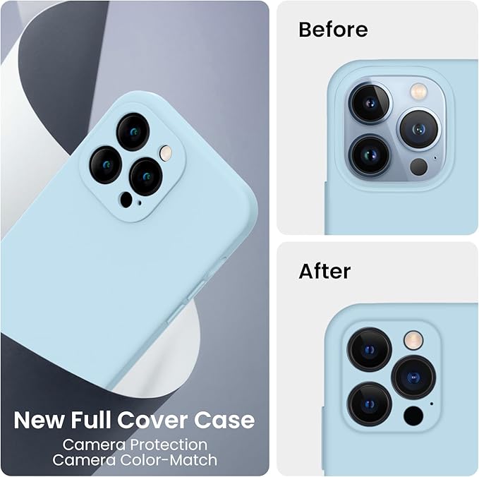 FireNova Designed for iPhone 13 Pro Case, Silicone Upgraded [Camera Protection] Phone Case, Soft Anti-Scratch Microfiber Lining Inside, 6.1 inch, Sky Blue