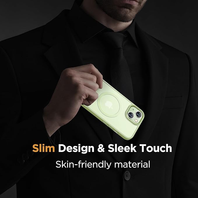 Miracase Magnetic for iPhone 15 Plus Case 6.7 inch (Compatible with MagSafe)（with 2X Screen Protectors） Military-Grade Protection, Anti-Fingerprint Translucent Matte Phone Cover, Light Green