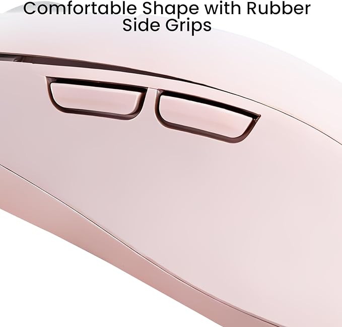 CITLLA Wireless Bluetooth Mouse (USB + BT1 + BT2), Full Size Mouse, 4-Way Scrolling, Multi-Device Silent for Computer, Laptop, iPad, MacBook (Pink)